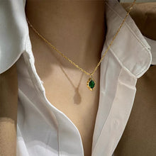 Load image into Gallery viewer, European and American lava grandmother emerald Vintage pendant gold-plated necklace
