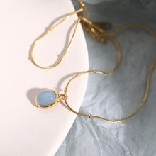 Load image into Gallery viewer, Stars sea blue oval sea blue treasure Necklace titanium steel plated 18K gold chain
