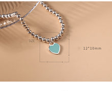 Load image into Gallery viewer, 925 sterling silver blue love bracelet classic drip oil silver bead chain girlfriend bracelet versatile fashion silver jewelry 6785L
