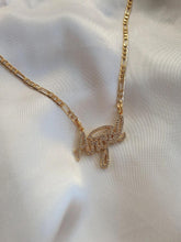 Load image into Gallery viewer, Simple full diamond Angel letter necklace Figaro Chain micro inlaid zircon fashion
