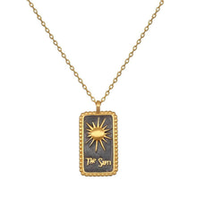 Load image into Gallery viewer, Vintage Tarot Necklace star moon sun three-dimensional Oil Drop Pendant titanium steel plated 18K Gold zircon female
