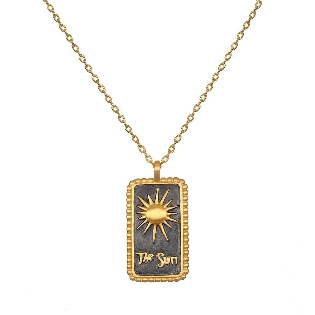 Vintage Tarot Necklace star moon sun three-dimensional Oil Drop Pendant titanium steel plated 18K Gold zircon female