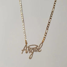 Load image into Gallery viewer, Simple full diamond Angel letter necklace Figaro Chain micro inlaid zircon fashion
