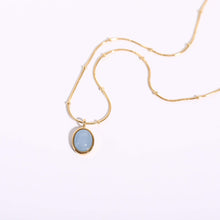 Load image into Gallery viewer, Stars sea blue oval sea blue treasure Necklace titanium steel plated 18K gold chain
