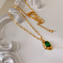 Load image into Gallery viewer, European and American lava grandmother emerald Vintage pendant gold-plated necklace
